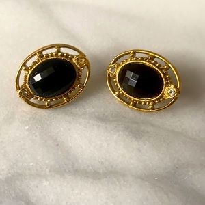 ❣️Vintage Black Onyx-Gold Art Deco Earrings❣️